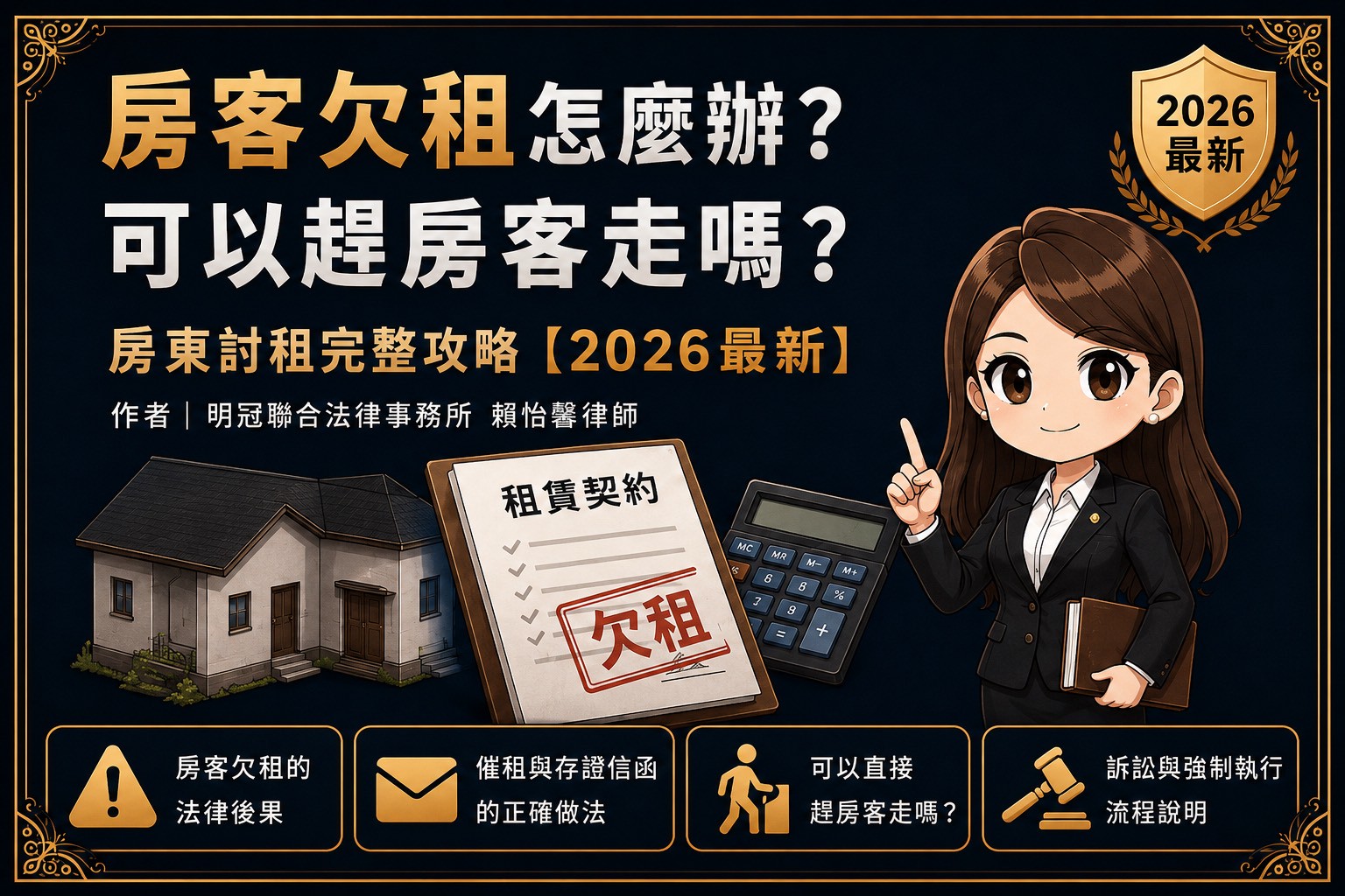 房客欠租，房東不能直接換鎖、斷水斷電或自行把房客趕出去。